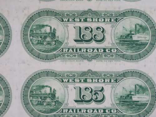 1885 West Shore Railroad Company, $1000 Bond Certificate With  Coupons 6175