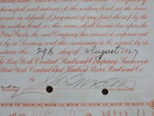Set of 2 1885 to 1927 West Shore Railroad Company, $1000 Bond Certificate With  Coupons 33798