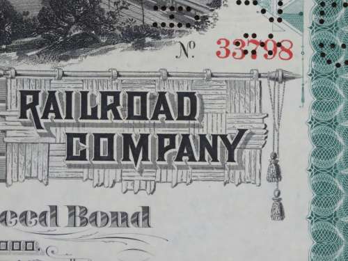 Set of 2 1885 to 1927 West Shore Railroad Company, $1000 Bond Certificate With  Coupons 33798