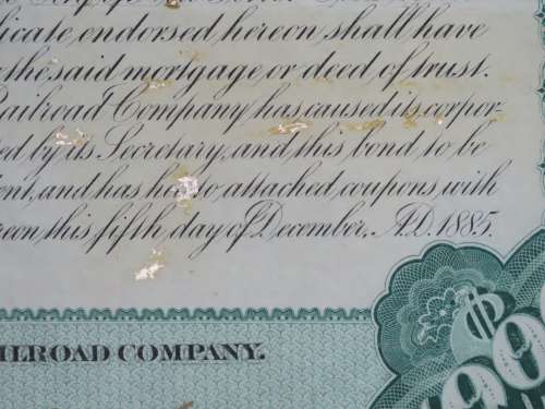 Set of 2 1885 to 1927 West Shore Railroad Company, $1000 Bond Certificate With  Coupons 33798