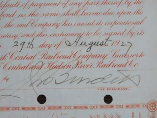 Set of 2 1885 to 1927 West Shore Railroad Company, $1000 Bond Certificate With  Coupons 2017