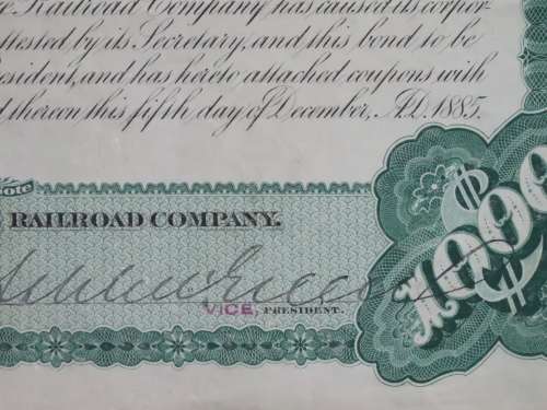 Set of 2 1885 to 1927 West Shore Railroad Company, $1000 Bond Certificate With  Coupons 2017
