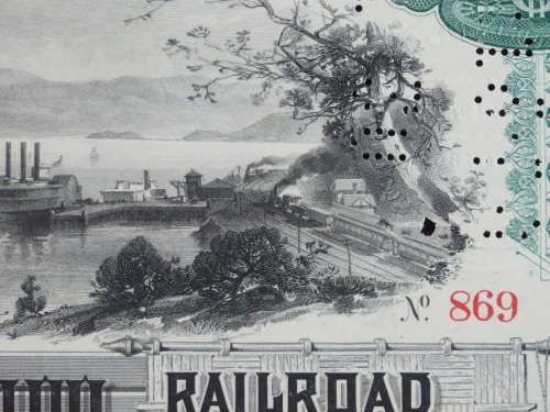 Set of 2 1885 to 1927 West Shore Railroad Company, $1000 Bond Certificate With  Coupons 869