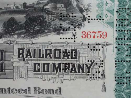 Set of 2 1885 to 1927 West Shore Railroad Company, $1000 Bond Certificate With  Coupons 36759