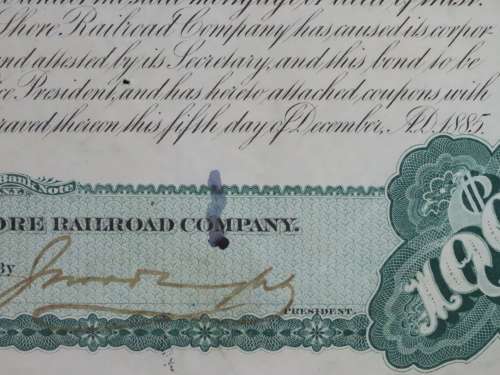 Set of 2 1885 to 1927 West Shore Railroad Company, $1000 Bond Certificate With  Coupons 36759