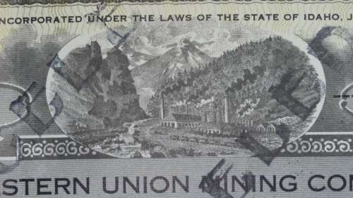 1924 WEstern Union Mining Company, Stock Certificate, 1000 Shares , 3123