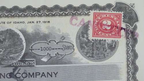 1924 WEstern Union Mining Company, Stock Certificate, 1000 Shares , 3124