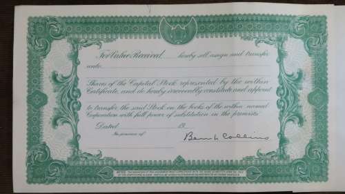 1924 WEstern Union Mining Company, Stock Certificate, 5000 Shares , 3100