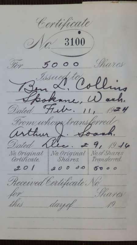 1924 WEstern Union Mining Company, Stock Certificate, 5000 Shares , 3100