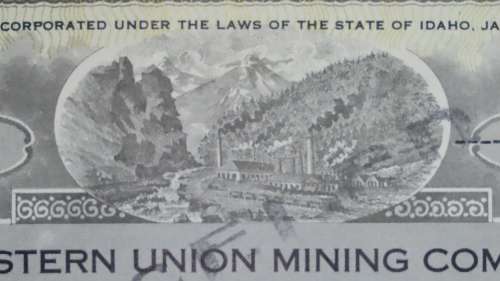 1924 WEstern Union Mining Company, Stock Certificate, 5000 Shares , 3101