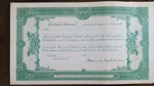1924 WEstern Union Mining Company, Stock Certificate, 5000 Shares , 3102