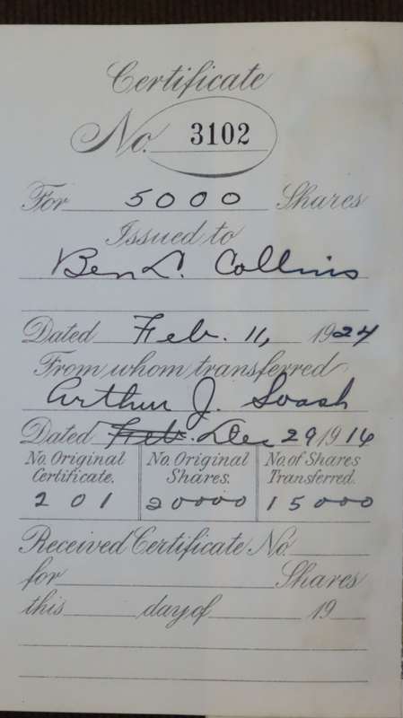 1924 WEstern Union Mining Company, Stock Certificate, 5000 Shares , 3102