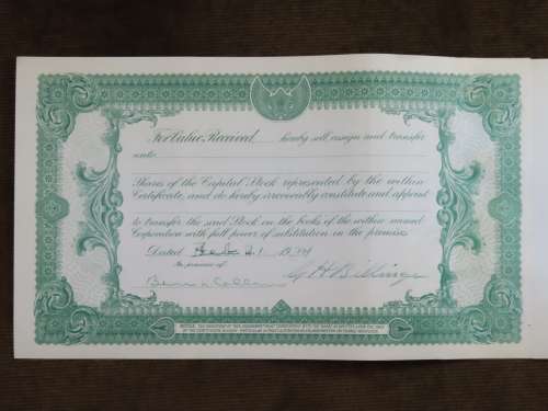 1924 WEstern Union Mining Company, Stock Certificate, 1000 Shares , 3104