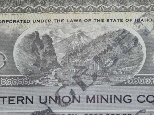 1924 WEstern Union Mining Company, Stock Certificate, 1000 Shares , 3104