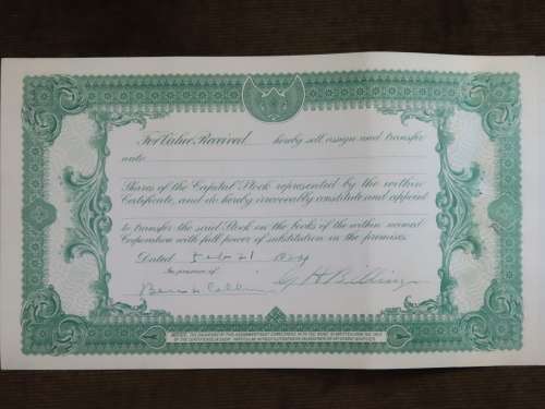 1924 WEstern Union Mining Company, Stock Certificate, 1000 Shares , 3107