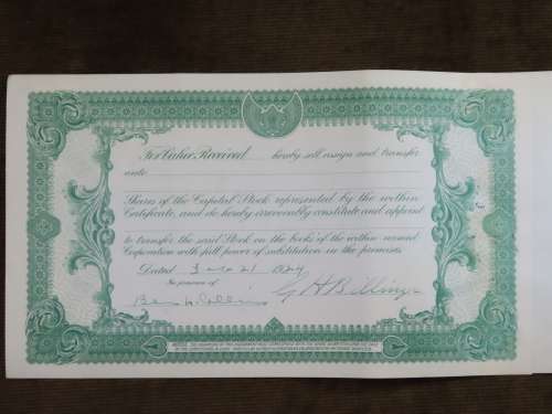 1924 WEstern Union Mining Company, Stock Certificate, 1000 Shares , 3110