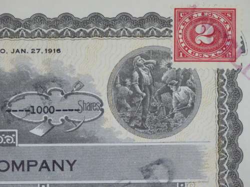 1924 WEstern Union Mining Company, Stock Certificate, 1000 Shares , 3110