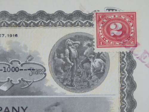 1924 WEstern Union Mining Company, Stock Certificate, 1000 Shares , 3111