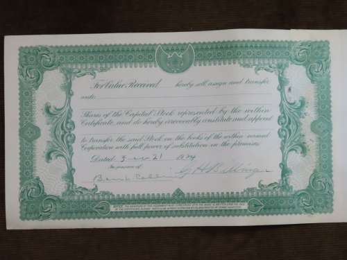 1924 Western Union Mining Company, Stock Certificate, 5000 Shares , 3114