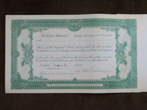 1924 Western Union Mining Company, Stock Certificate, 5000 Shares , 3116