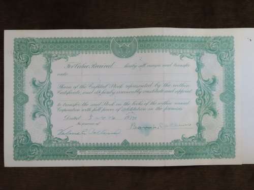 1924 Western Union Mining Company, Stock Certificate, 1000 Shares , 3120
