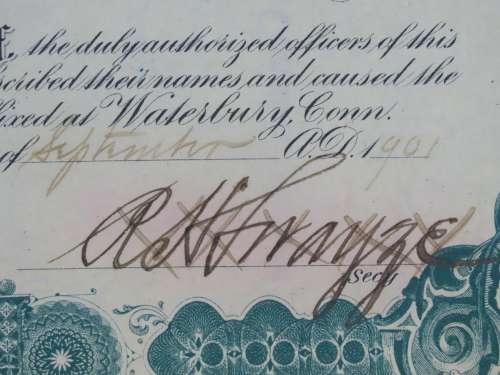 1901 Plume And Atwood Manufacturing Company, Stock Certificate, 335 Shares , 211