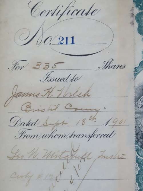 1901 Plume And Atwood Manufacturing Company, Stock Certificate, 335 Shares , 211