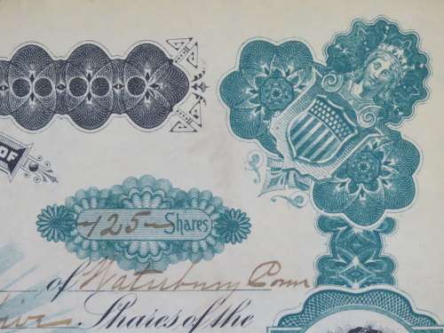 1901 Plume And Atwood Manufacturing Company, Stock Certificate, 125 Shares , 208