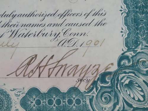 1901 Plume And Atwood Manufacturing Company, Stock Certificate, 125 Shares , 210