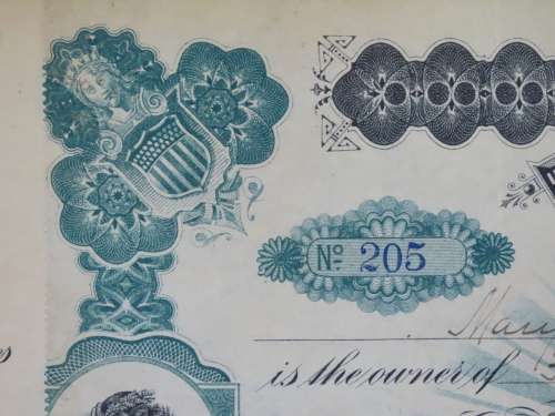 1901 Plume And Atwood Manufacturing Company, Stock Certificate, 50 Shares , 205