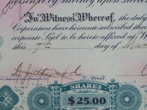 1901 Plume And Atwood Manufacturing Company, Stock Certificate, 50 Shares , 205