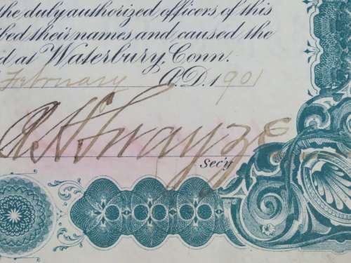 1901 Plume And Atwood Manufacturing Company, Stock Certificate, 200 Shares , 203