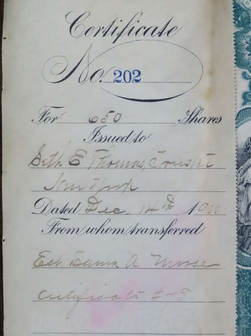 1901 Plume And Atwood Manufacturing Company, Stock Certificate, 650 Shares , 202