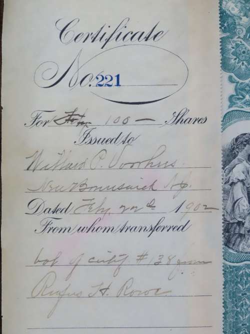 1901 Plume And Atwood Manufacturing Company, Stock Certificate, 100 Shares , 221