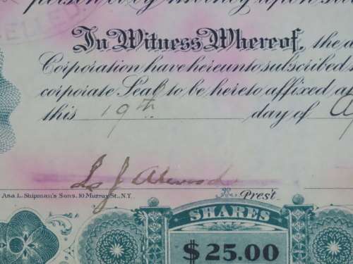 1901 Plume And Atwood Manufacturing Company, Stock Certificate, 332 Shares , 223