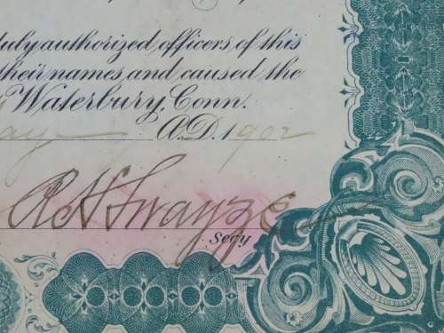 1901 Plume And Atwood Manufacturing Company, Stock Certificate, 100 Shares , 224