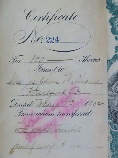 1901 Plume And Atwood Manufacturing Company, Stock Certificate, 100 Shares , 224