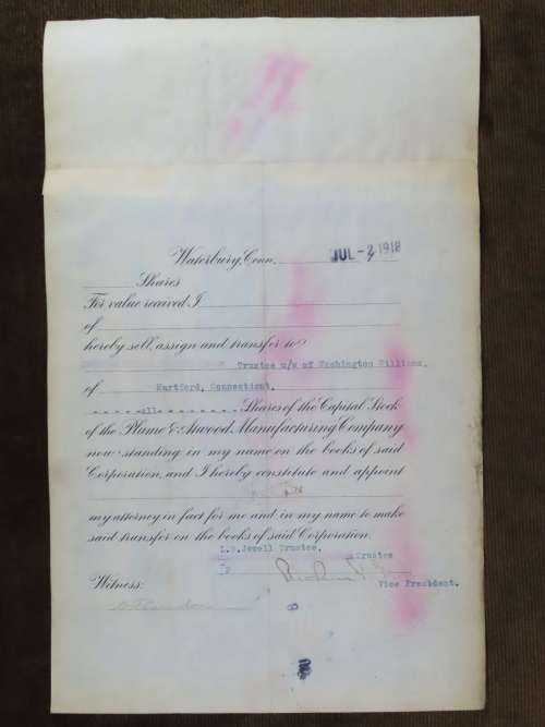 1901 Plume And Atwood Manufacturing Company, Stock Certificate, 100 Shares , 225