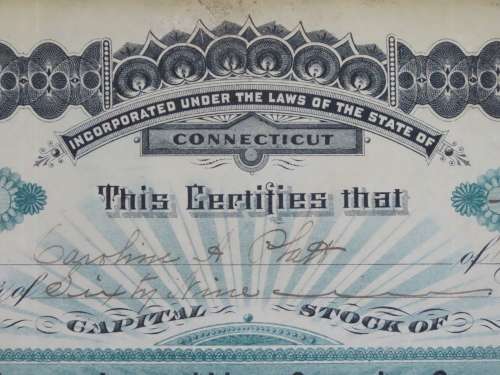 1901 Plume And Atwood Manufacturing Company, Stock Certificate, 69 Shares , 214