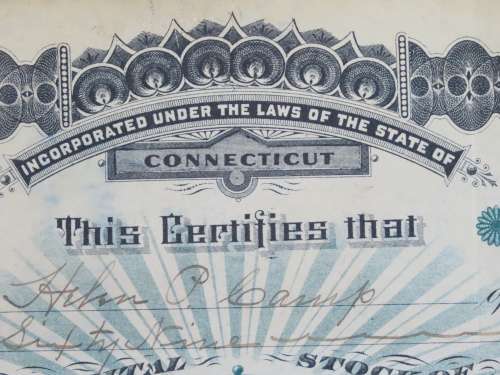 1901 Plume And Atwood Manufacturing Company, Stock Certificate, 69 Shares , 213