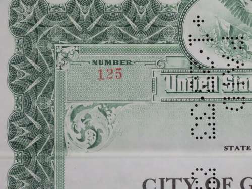 1919 City of Great Falls - South Side Sewer Bond, $1000 Bond, 125