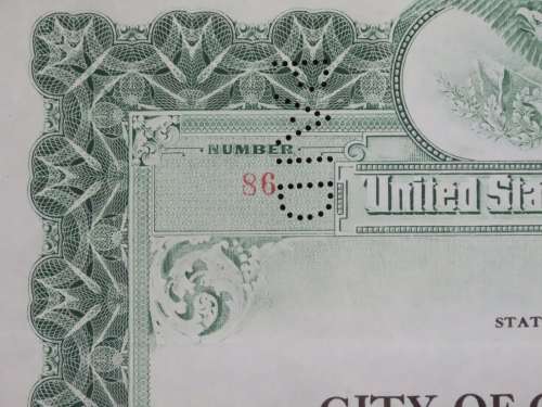 1919 City of Great Falls - South Side Sewer Bond, $1000 Bond, 86