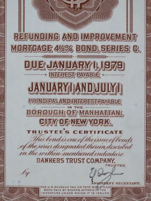 1929 Michigan Central Railroad Company Bond, $1000 Bond, 7461