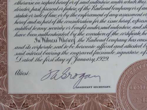 1929 Michigan Central Railroad Company Bond, $1000 Bond, 7461