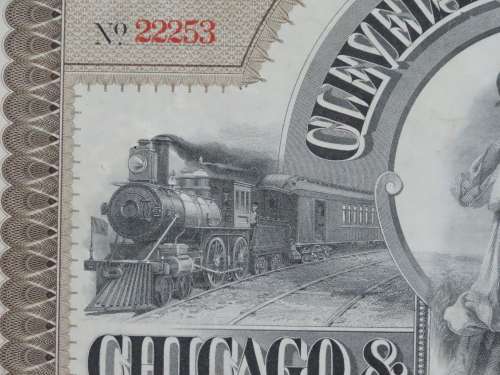 1893 Cleveland Cincinnati Chicago St Louis Railrway Company Bond, $1000 Gold Bond, 22253