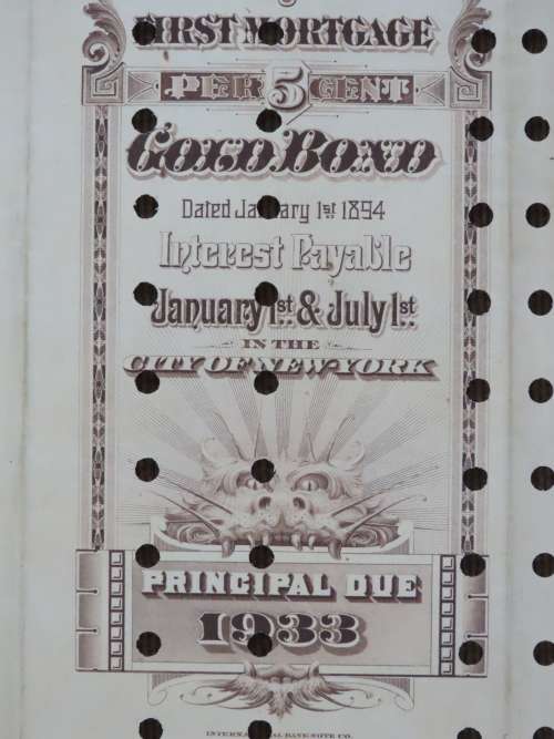1894 Kansas City Northwestern Railroad Company Bond, $500 Gold Bond, 4425
