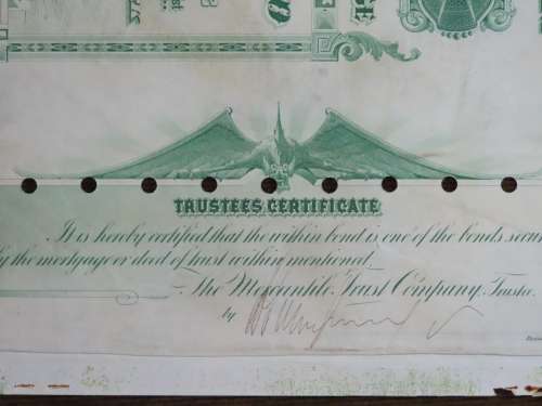 1894 Kansas City Northwestern Railroad Company Bond, $1000 Gold Bond, 2301