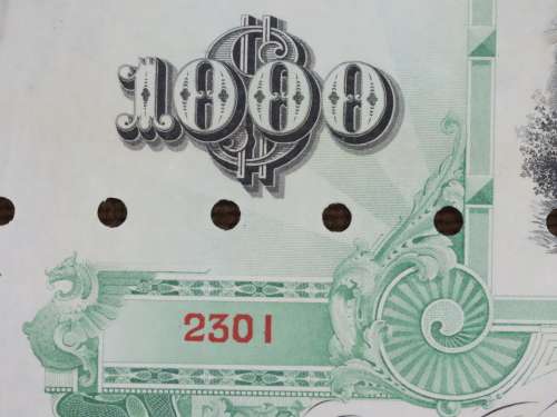 1894 Kansas City Northwestern Railroad Company Bond, $1000 Gold Bond, 2301