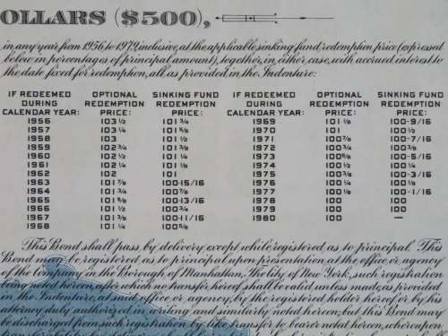 1955 New York Central Railroad Company Bond, $500 Bond, D133
