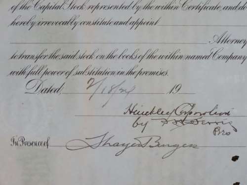 1924 Consolidated Water Company , Stock Certificate, 200 Shares, B1298